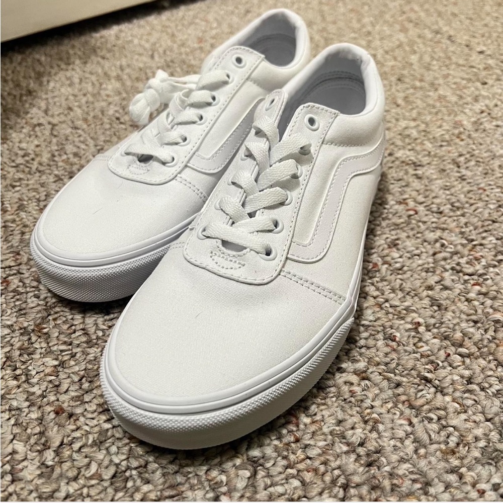 Vans Women's All-White Lace-Up Sneakers